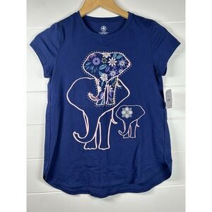 J. Khaki Girls XL Short Sleeve Blue‎ Elephant Floral